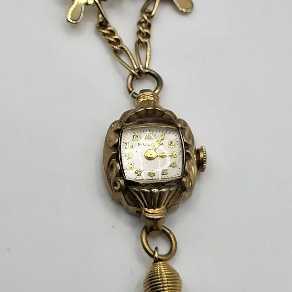 Vintage Bulova Pocket Watch Butterfly Clip L2 Windable Working 4.5in